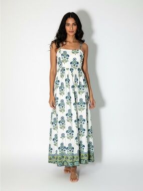 Japan Blue Thistle Maxi Dress